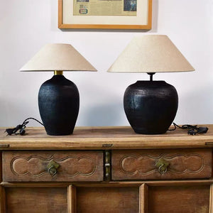 Black Wooden Table Lamp