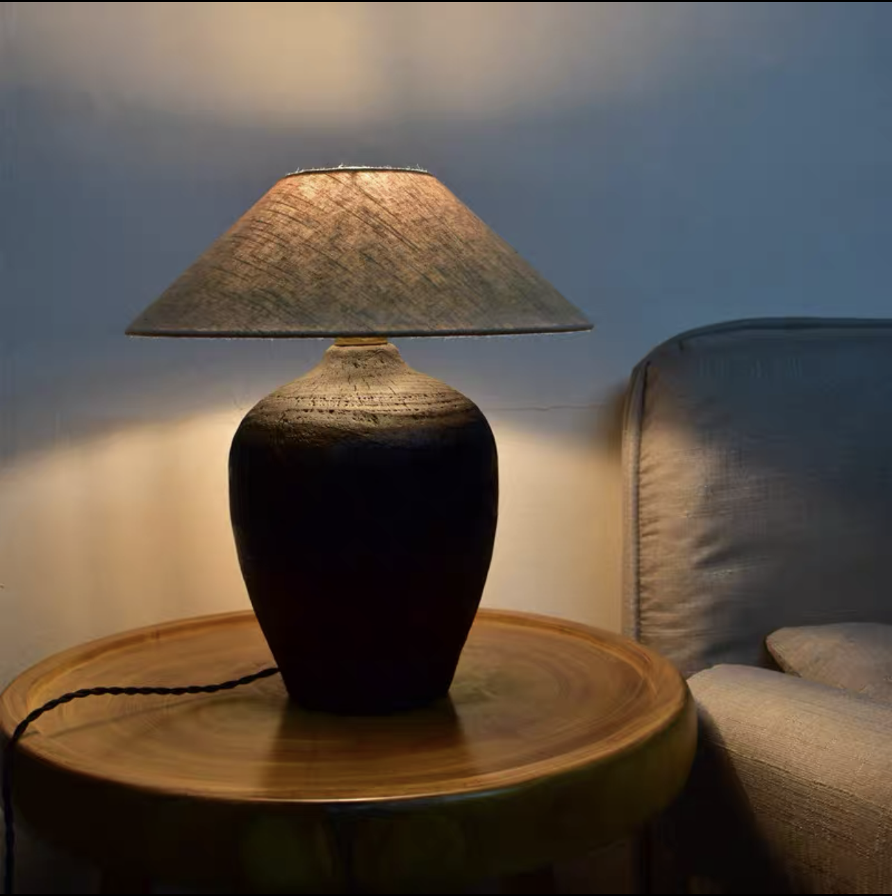 Black Wooden Table Lamp