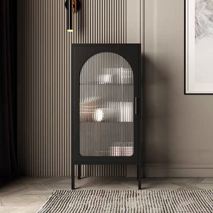 Modern Reed Glass Side Cabinet