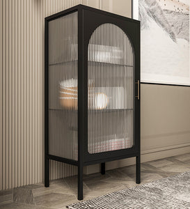 Modern Reed Glass Side Cabinet