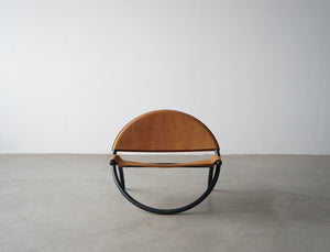 Art Minimalist Cow Leather Round Chair