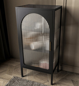 Modern Reed Glass Side Cabinet