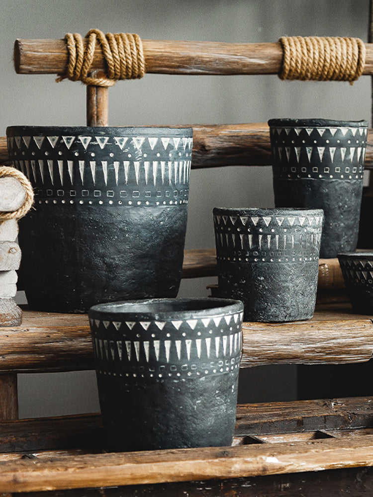 African elements vintage Flower Pot