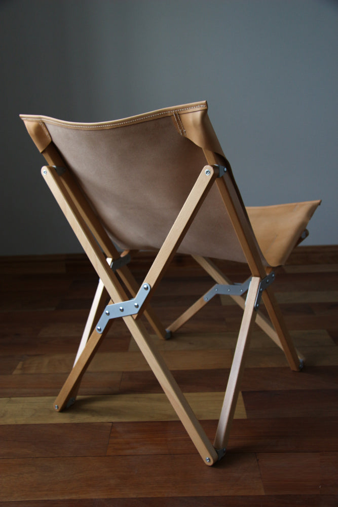 Handmade Leather Folding Sunbath Chair