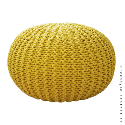 Handmade Knitted Round Stool Ottoman  / Pouf