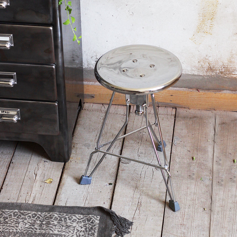 Retro Adjustable Button Metal Stool