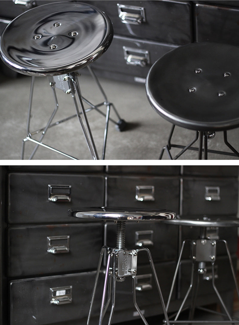 Retro Adjustable Button Metal Stool