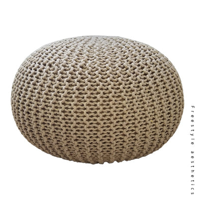 Handmade Knitted Round Stool Ottoman  / Pouf